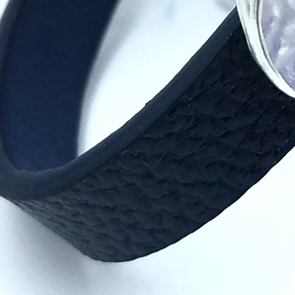 Leather Geometric Bracelet Bangle Clasp Blue - Picture 7 of 8